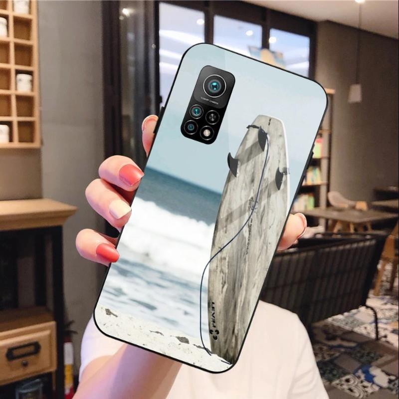 Чехол для телефона Beach Surfboard Surfing для Xiaomi 12 11T 10 9 Redmi Note 11 10 10S Pro Redmi 9 9A 8, черный, из поликарбоната, стеклянный чехол для телефона
