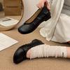 Inner height increase. Folded false-toed pig's trotters autumn new horseshoe shoes ballet Mary Jane single shoes
