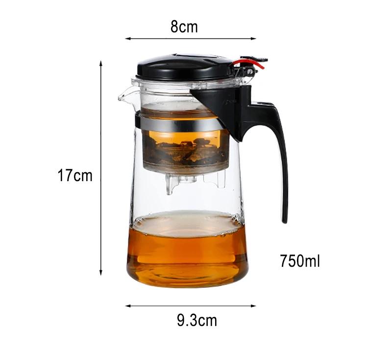 Чайники Термостойкий стеклянный чайник для заваривания чая Чайный сервиз в стиле китайского кунг-фу Чайник Стеклянный чайник для кофе Удобный офисный чайник