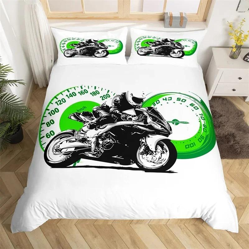 Пододеяльник Extreme Sport Motocross Комплект постельного белья для подростков и мальчиков, микрофибра, 3D, тема мотокросса, гонки, движения, пододеяльник