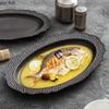 Black Honeycomb Textured Ceramic Fish Plate Creative Sushi Plate Barbecue Plate Salad Plates Restaurant Specialty Tableware