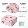 Sanrio Hello Kitty Plush Flannel Blanket Lightweight Throw Pink Gingham Apple Blanket Bed Sofa Cover School Office Nap Shawl