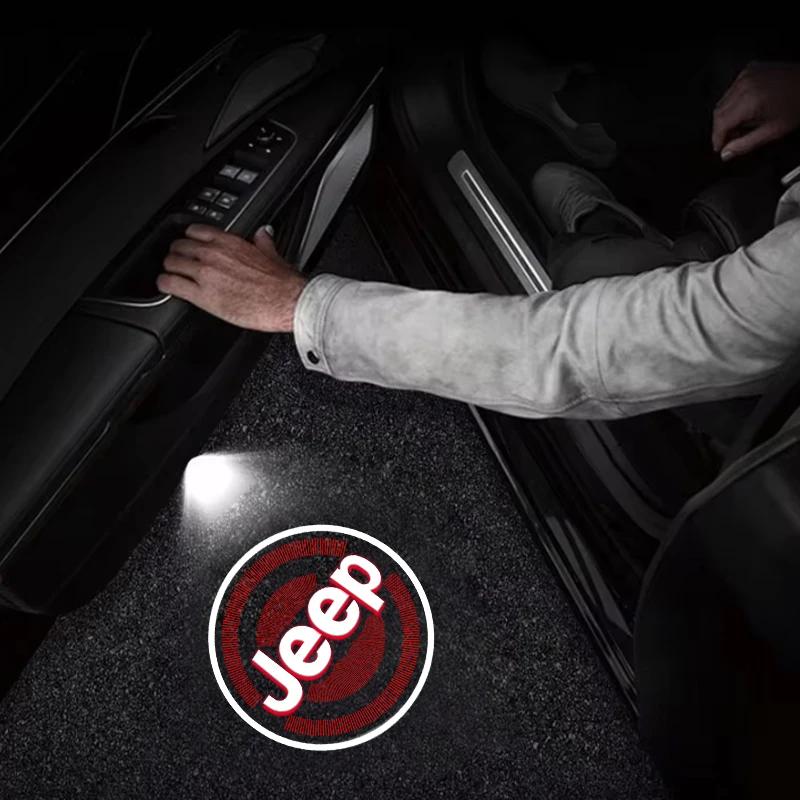 For Jeep HD Car Projector Door Light Welcome Lamps Accessories For Jeep Grand Cherokee Wrangler JK Gladiator Compass Renegade