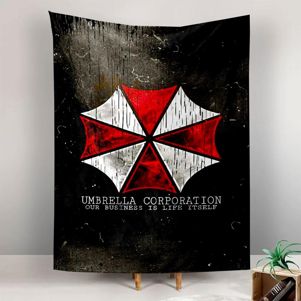 Настенный гобелен Umbrella Corporation Resident Evil Красно-белый логотип Эмблема игры ужасов Декор Мужская берлога Подарок
