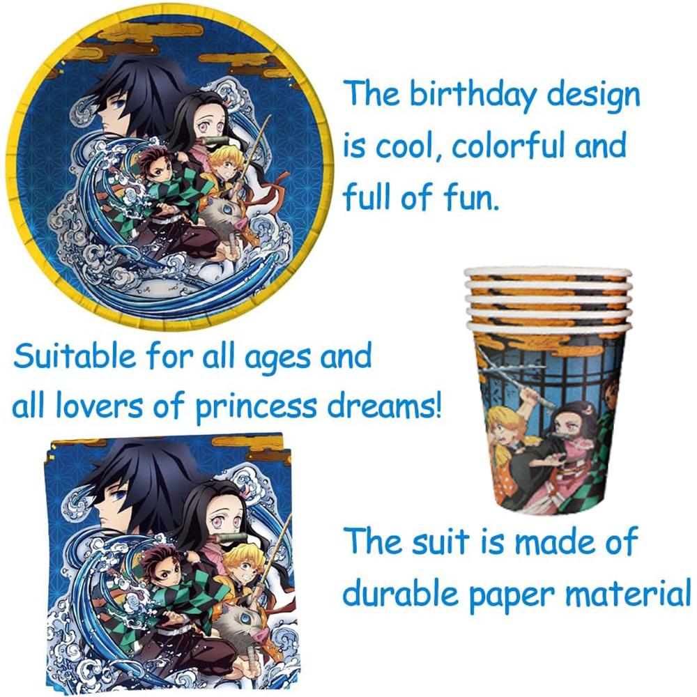 Набор посуды «Убийца демонов», 51 шт., включает тарелки, чашки, салфетки и скатерти.