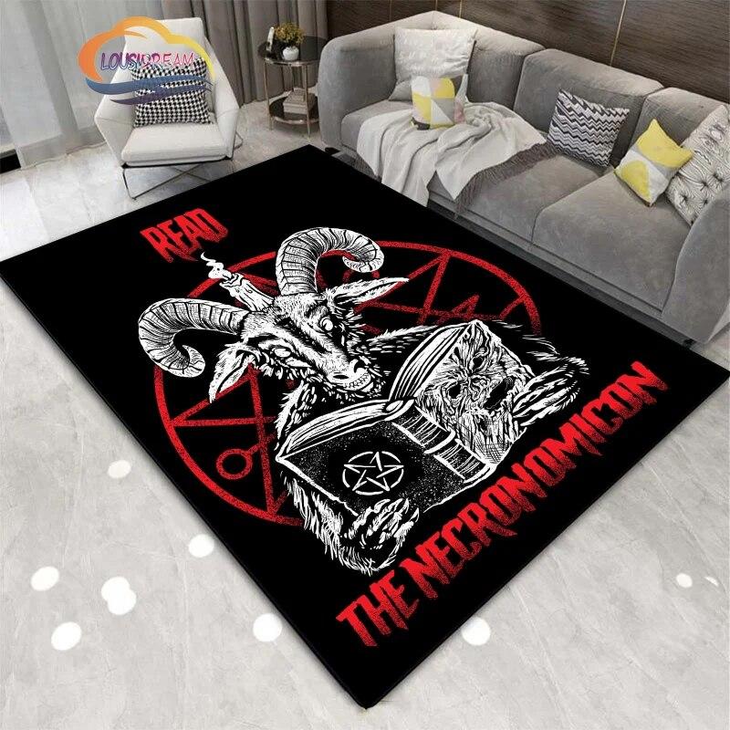 Satanic Skull Inverted Pentagram Area Rug Sheep Head Demon Baphomet Rug Gothic Series Hall Bedroom Fashionable Carpet