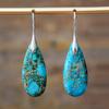 BLINGBAY Women's New Bohemian Natural Stone Drop Pendant Earrings Popular Retro Jewelry Ethnic Style