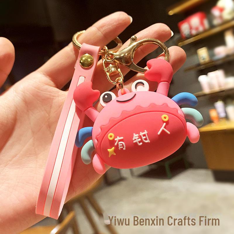 Creative Cartoon Crab 3D Keychain Pendant with Custom Logo