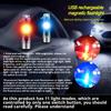 Мини-фонарик-брелок, портативный светодиодный фонарик, зарядка через USB для рыбалки и кемпинга, водонепроницаемый, красные и синие сигнальные огни