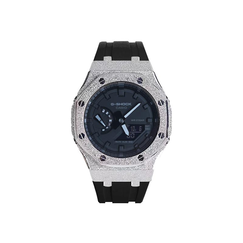 Casio Мужские часы с двойным дисплеем (жидкокристаллический/аналоговый) Серия Черные часы GA-2100-7A-