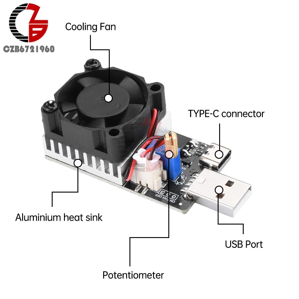 DC 3,7-20V 3A 25W USB Электронная нагрузка Тестер батарей Регулируемый модуль постоянного тока для старения и разрядки Тестер сопротивления