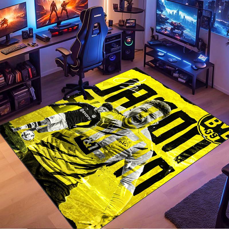 Jadon Sancho Borussia Dortmund Player Art Print Area Rug Non‑Slip Rectangular Floor Mat Soccer Fan Gaming Living Bedroom Decor