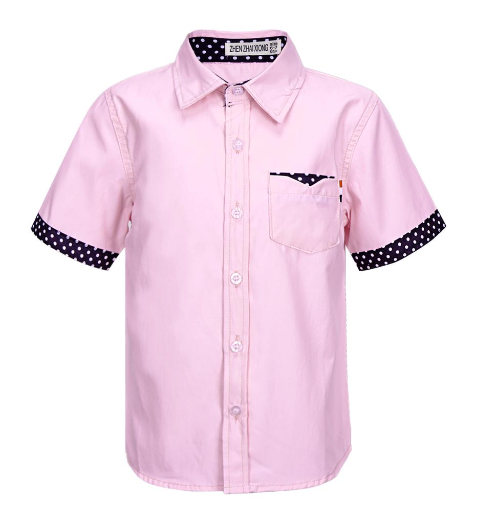 Kids Boys Casual Top Short Sleeve Turndown Collar Button Front Polka Dot Print Stylish T Shirt