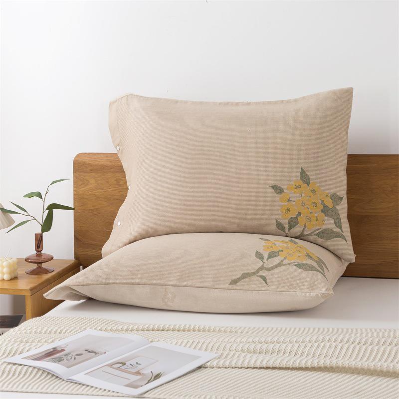 Наволочка из чистого хлопка с марлевой фактурой: Не скатывается, не выцветает, впитывает пот, устойчив к пятнам - Идеально для взрослых.