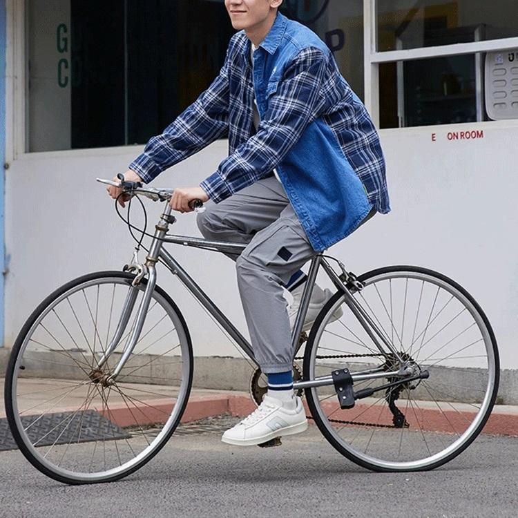 Li-Ning Рубашка в стиле пэчворк из денима свободного покроя, рубашки унисекс, синяя ASHR087-1