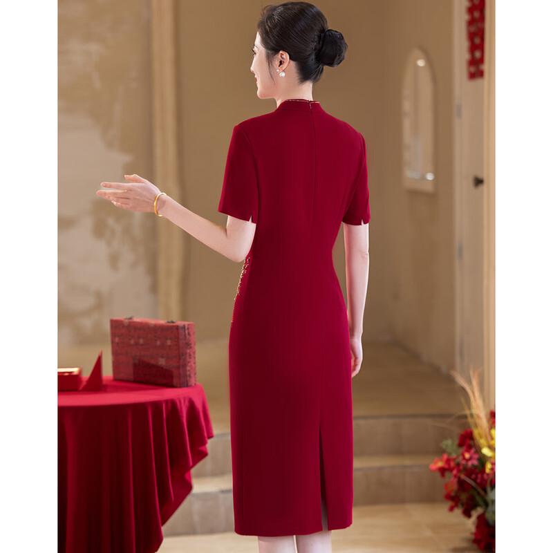 Элегантное китайское платье ципао с коротким рукавом для мам