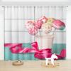2PCS Cartoon Dessert Lollipop Curtain Pink Candy Curtain for Children Bedroom Living Room Kitchen Blinds Window Curtain Cortinas