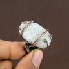 Rainbow Moonstone Handmade Copper Wire Wrap Jewelry Ring Size 6 S3o90