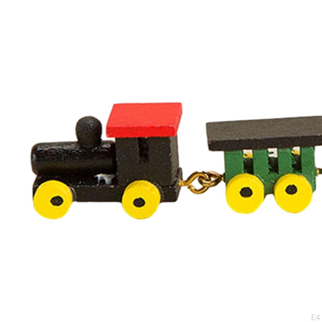 1/12 Dollhouse Mini Wooden Train Toy Miniature Wood Model Locomotive for Accessories