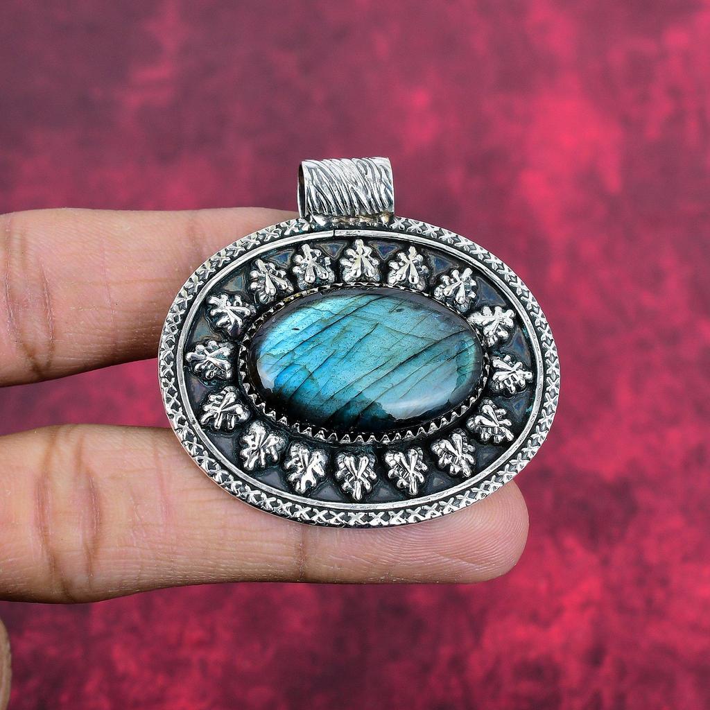 Подвеска из лабрадорита, ручная работа, драгоценный камень, серебряный кулон 925 пробы, антикварная бижутерия, для подарка, серебряные украшения