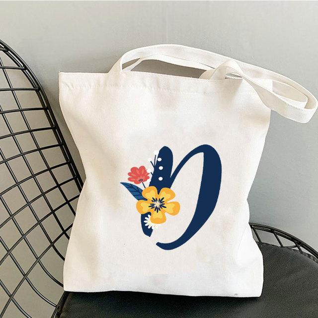Алфавит Цветочный дизайн Литературные книги Сумка Многоразовая сумка для покупок Женские парусиновые сумки на ремне Модные женские сумки Повседневные сумки
