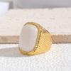 New 2024 Geometric Square Stone Vintage Ring Chunky Gold Color Trend Personality Jewelry Accessories for Women Girl