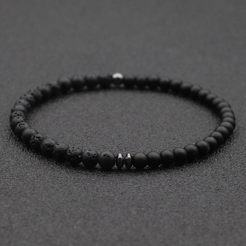 Новая мода 4 мм браслет из бусин унисекс с натуральной картой вулканический камень браслет медитация йога гематит браслет ювелирные изделия ручной работы Joias