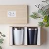 Dolce duo Tumblers with Lids, Pair Set, 400ml, Cup Holder, WhiteNavy, Perfect for Convenience Stores, Takeout, or as a Gift Set, Wooden Box, DAM-226