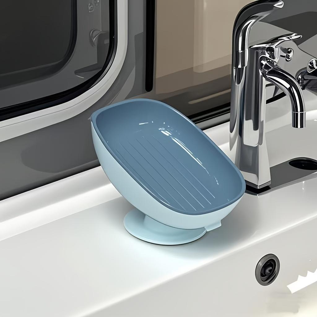 1pc Luxurious Adjustable Oval Soap Dish with Drain - Wall-Mounted, Anti-Slip, Removable Soap Tray for Bathroom