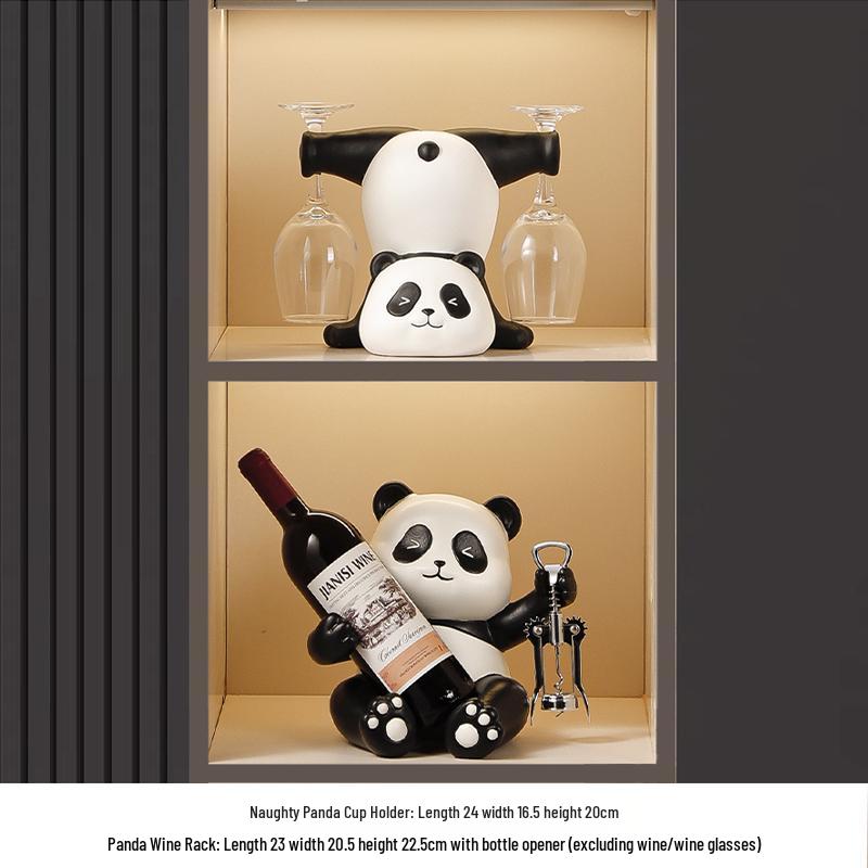 Panda Wine Rack: Luxury Sideboard & Bookcase with Cup Holder – Perfect Housewarming Gift