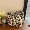 Winter Fashion Leopard Print Plush Women's Bags Are Versatile Casual Trendy Premium Texture Large Capacity Shoulder Handbag