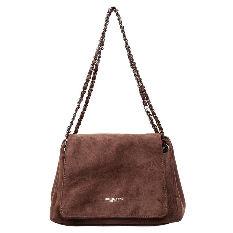 2025 Осень/Зима Ретро Матовая Женская Универсальная Сумка на Одно Плечо с Цепочкой