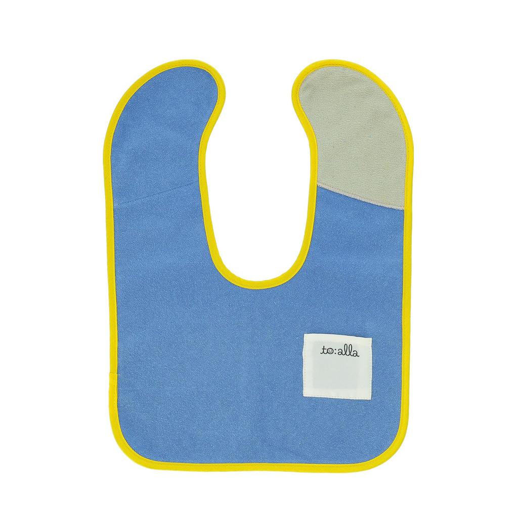 Marushin Bib Toara Microfiber Bib with Name Product 1815009800 Toalla S, Blue, Stick-On Tag, Number