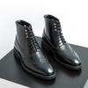 Mens Brogue Chelsea Boots Fashion Ankle Boots Casual Short Boots Business Leisure High-Top Pointed Toe Shoes Elegant Black Boots