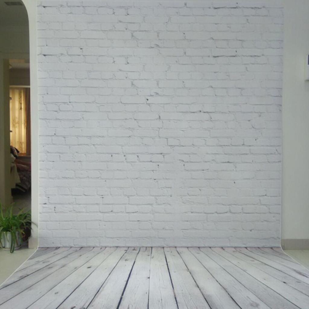 Белая кирпичная стена с деревянным полом Фотофон Виниловый фотофон Ткань Реквизит для фотостудии
