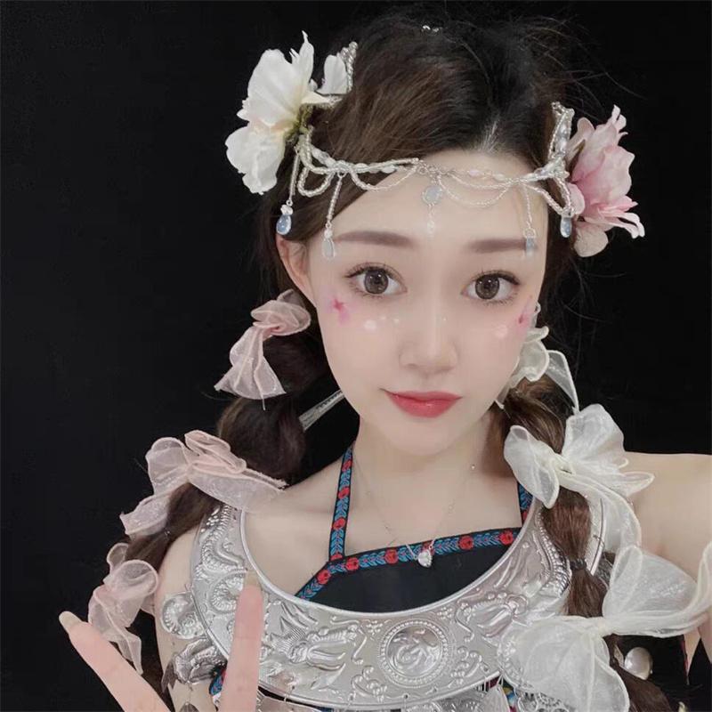 Танец на лбу Подвеска для бровей Головной убор Древний стиль Покрывает лицо Шторы Цепочка на лоб Капля воды Украшение для волос Цепочка на голову Ожерелье