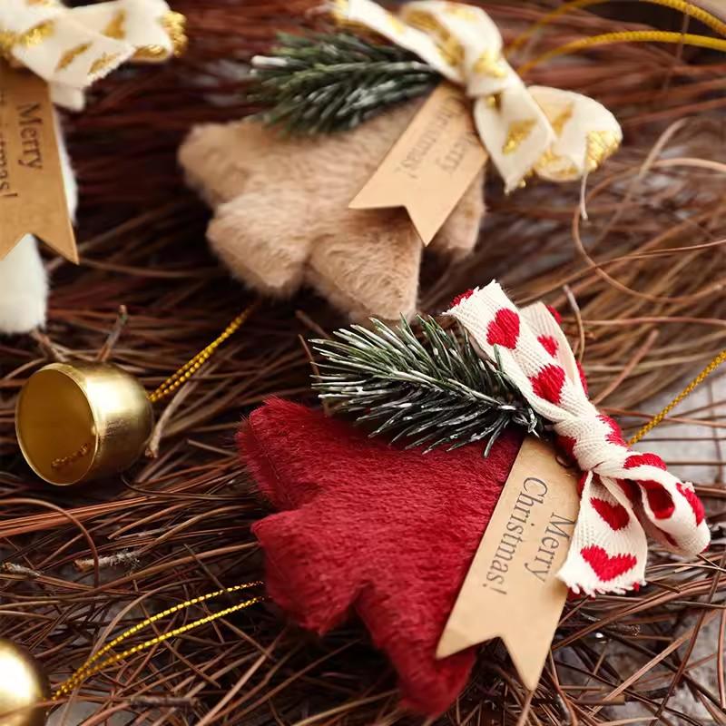 1Pc Fabric Plush Christmas Metal Bell Christmas Tree Pendant Pendants Atmosphere Arrangement Door Hanging Decoration