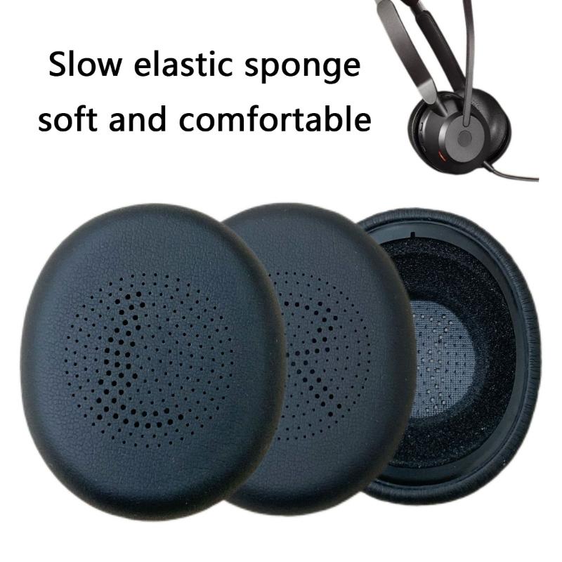 1Pair Ear Pad Replacement Leather Earpads Ear Cushions Sponges Cover Earmuffs for Evolve2 30 MS Headphones
