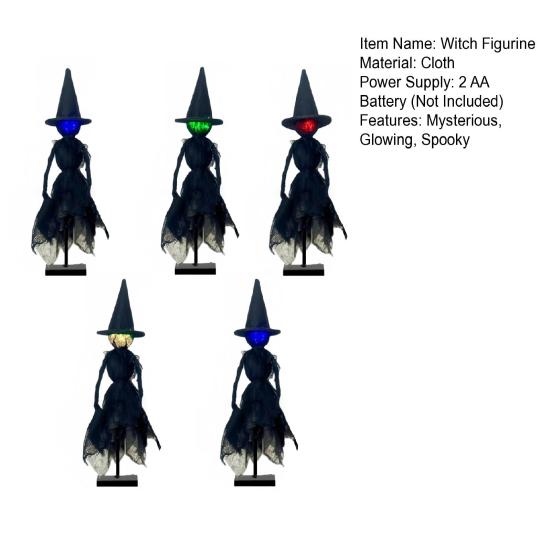 Halloween Witch Decoration Light Up Witch Figurine Spooky Witch Ornament with Glowing Face for Mantel Tabletop Shelf Decor