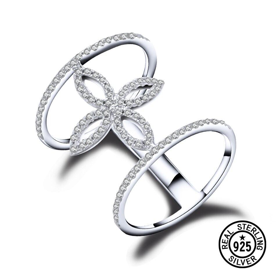 Женское кольцо из стерлингового серебра 925 пробы с цветочными линиями и кристаллами циркона Micro Pave, модное вечернее кольцо для женщин, изящные ювелирные изделия в европейском стиле