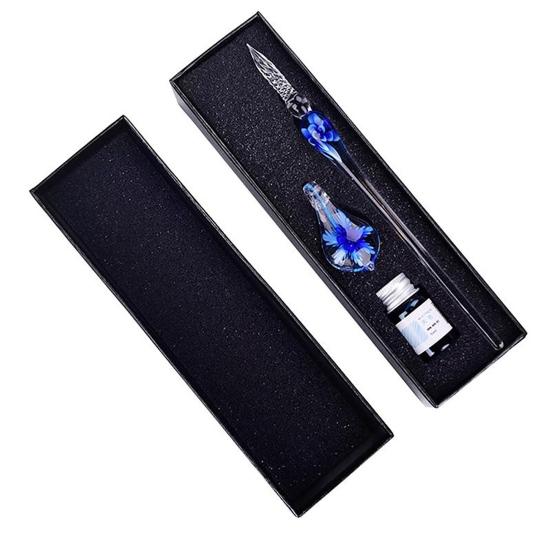 1 набор прозрачная перьевая ручка для макания со стеклянной ручкой для письма с цветком внутри, перьевая ручка для макания с искусственным кристаллом, подарок для студента