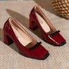 Spring Fashion New Style Shallow Mouth Square Toe Pumps Comfortable Elegant High Heels Square Toe Color Matching Women's Shoes