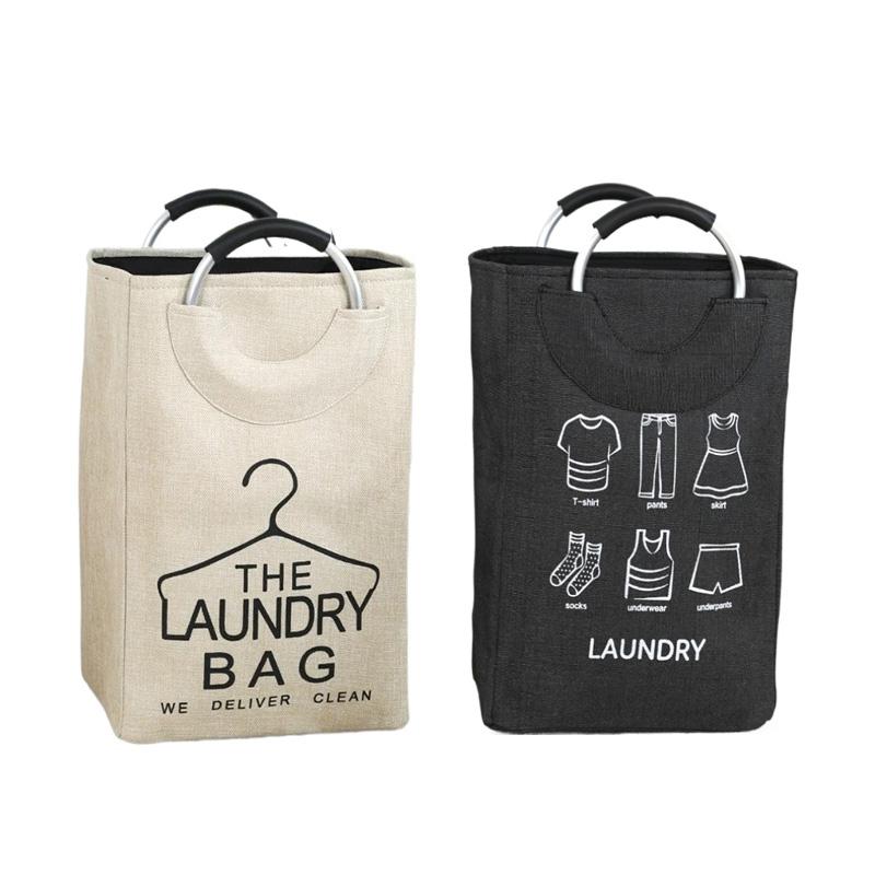 Collapsible Linen Laundry Basket with Handles Waterproof Large Capacity for Dirty Clothes Bathroom Bedroom Laundry Room Storage