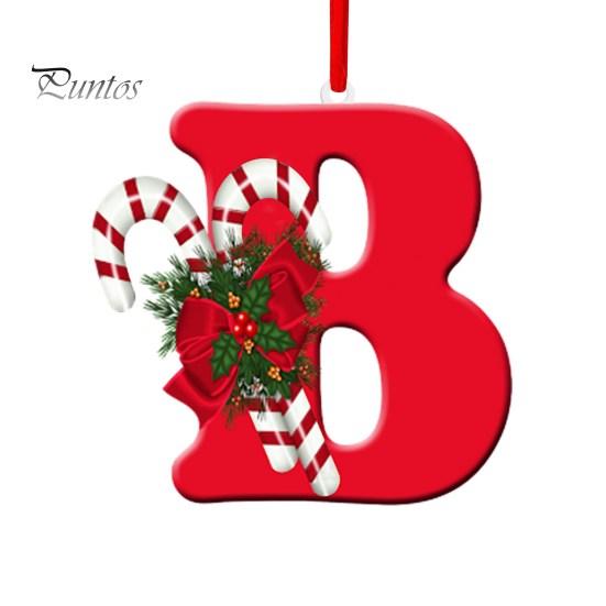 Подвесные украшения красного цвета из 26 букв со шнурком и рождественскими цветочными подвесками Рождественская елка Украшение в виде капли Праздничная вечеринка Новый год Рождество