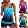 Women's Two-piece Swimsuit Camisole Swimsuit Lined Backless Two-piece Swimsuit Vest With Swim Trunks Slim Print Gradient Swimsuit Set
