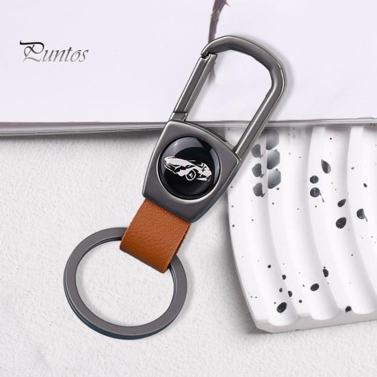 Брелок для ключей из высокопрочной нержавеющей стали D-образной формы, без деформации, с гальваническим покрытием, с защитой от потери, пряжка из искусственной кожи, анти-взлом, автомобильный брелок для ключей, сумка, подвеска