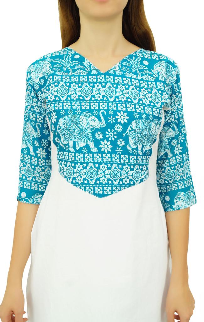 Phagun Женская хлопковая дизайнерская черная туника Kurta Ethnic с рукавами 3-4 Kurta-10