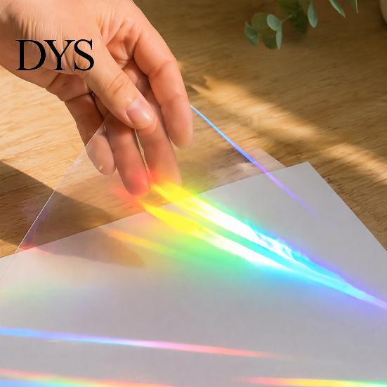 Rainbow Shimmer Laminating Roll 2PCS Holographic Film, with Shimmering Effect, Waterproof Sheets Scratch-Proof Precoated for Cards And DIY Projects