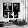 Animal Oil Painting Elephant Tiger Kitten White Swan Canvas Painting Living Room Corridor Home Decoration Mural No Frame