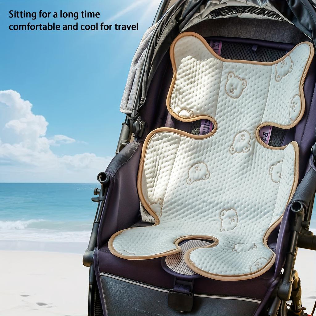 Подушка-вкладыш для коляски из ткани Ice Sliky Fiber, Дышащий коврик для детского стульчика на все сезоны, Летний охлаждающий коврик, машинная стирка